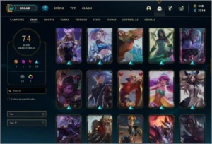 Conta ouro 1 com 100 champs, 74 skins +1 Prestigio (LEONA) - League of Legends LOL