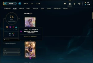 Conta ouro 1 com 100 champs, 74 skins +1 Prestigio (LEONA) - League of Legends LOL