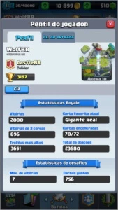 CONTA CLASH ROYALE LVL 11