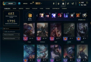 Prata 1 com TODOS os champs e 242 Skins ( Nivel 665 ) - League of Legends LOL