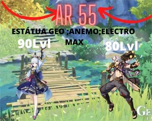 ✨✨AR55/AYAKA 90LVL/ITTO 80LVL/ESTÁTUAS MAX EXCETO DE SUMERU/ - Genshin Impact