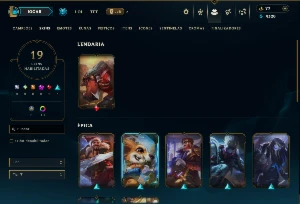 Ouro 3 com 85 Champs e 19 Skins - League of Legends LOL