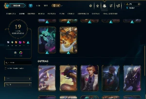 Ouro 3 com 85 Champs e 19 Skins - League of Legends LOL