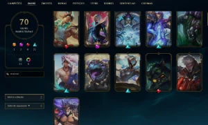 Conta ESM3 Flex/ Plati2 Solo duo 70 Skins/1950 RP - League of Legends LOL