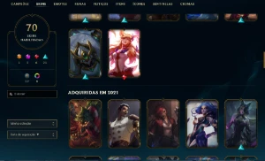 Conta ESM3 Flex/ Plati2 Solo duo 70 Skins/1950 RP - League of Legends LOL