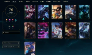 Conta ESM3 Flex/ Plati2 Solo duo 70 Skins/1950 RP - League of Legends LOL