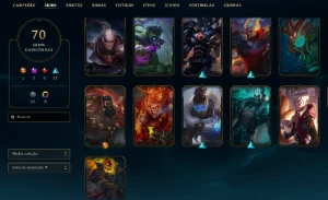 Conta ESM3 Flex/ Plati2 Solo duo 70 Skins/1950 RP - League of Legends LOL