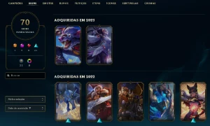 Conta ESM3 Flex/ Plati2 Solo duo 70 Skins/1950 RP - League of Legends LOL