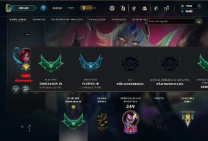 Conta ESM3 Flex/ Plati2 Solo duo 70 Skins/1950 RP - League of Legends LOL