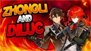 Genshin Diluc c2 + Zhongli + armas 5* - Genshin Impact
