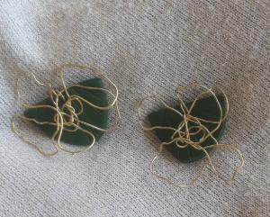 Brincos Arabesco em Polimerclay Verde e Latão - Artesanato e Personalizados