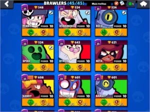 Conta Brawl Stars 25k trof - 45/45 brawlers (todos full)