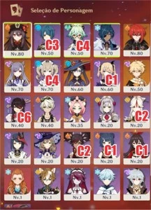 Conta HUTAO /DILUC /KEQING/MONA + ESPINHA CELESTIAL AR48 - Genshin Impact