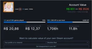 Steam LVL 23 - 184 Games