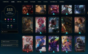 Unranked com TODOS os champs e 332 Skins + 9 Prestigios - League of Legends LOL