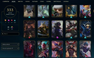 Unranked com TODOS os champs e 332 Skins + 9 Prestigios - League of Legends LOL