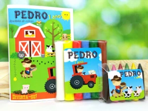 Kit Colorir e Modelar Fazendinha com Sacola Kraft P - Artesanato e Personalizados