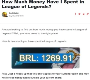 Conta LoL Total Investido BRL: 1269.91 118 skins - League of Legends