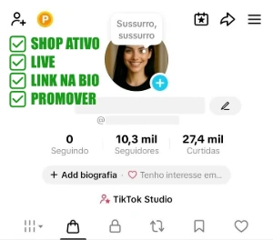 Conta Tiktok Shop Ativo + Live +10.300 Seguidores + E-Mail - Redes Sociais