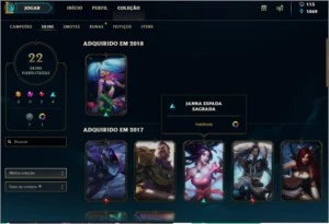 Conta lvl 46 Ex Plat 2017, Season 2018 Gold - League of Legends LOL