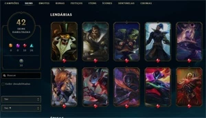 Conta LoL 42 Skins Aceito conta com mais skin e dou um volta - League of Legends