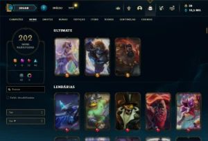 Prata 4 com 150 Champs e 202 Skins + 8 Vitoriosas - League of Legends LOL