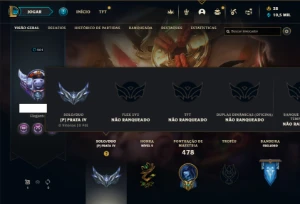Prata 4 com 150 Champs e 202 Skins + 8 Vitoriosas - League of Legends LOL
