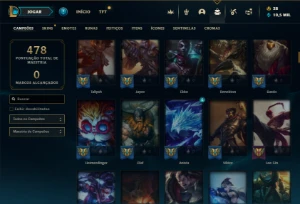 Prata 4 com 150 Champs e 202 Skins + 8 Vitoriosas - League of Legends LOL