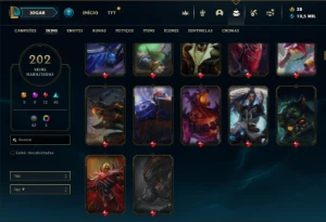 Prata 4 com 150 Champs e 202 Skins + 8 Vitoriosas - League of Legends LOL