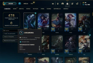 Prata 4 com 150 Champs e 202 Skins + 8 Vitoriosas - League of Legends LOL