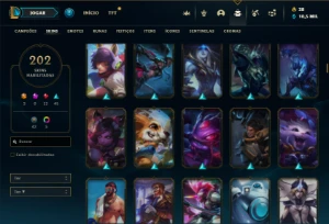 Prata 4 com 150 Champs e 202 Skins + 8 Vitoriosas - League of Legends LOL