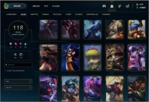 conta lol diamante IV 118 skins com 17k de EA - League of Legends