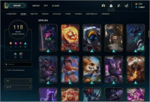 conta lol diamante IV 118 skins com 17k de EA - League of Legends