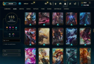 Ouro 2 com TODOS os champs e 155 Skins + 2200 RP - League of Legends LOL