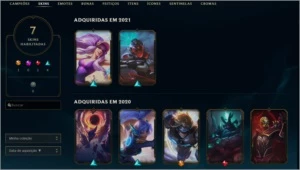 Unranked lv 29, 7 skins, 2 sentinelas, 4 emotes - League of Legends LOL