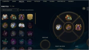 Unranked lv 29, 7 skins, 2 sentinelas, 4 emotes - League of Legends LOL