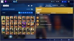 Conta no Fortnite 67 skins, passe season 3 e SV 99