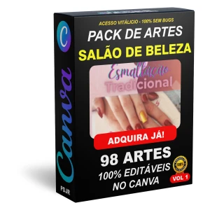 Pack Canva Salão de Beleza Vol 1 - 98 Artes Editáveis - Serviços Digitais