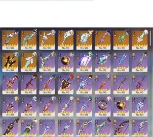 Conta de genshin AR60 28 5 estrelas 18 personagens 10 armas - Genshin Impact