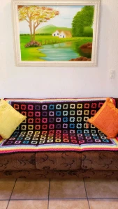 Manta Multicolorida em Crochê - Artesanato e Personalizados
