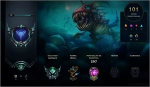 Conta LOL - Season 3- PLAT IV - 101 Skins - 143 Champs - League of Legends