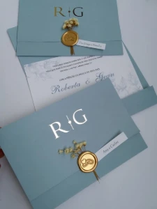 Convite de Casamento Azul Serenity