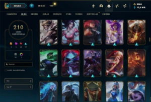 Conta prata 4 com TODOS os champs e 210 Skins + 2000 RP - League of Legends LOL