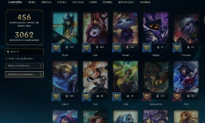 Unranked com TODOS os champs e 574 Skins + 17 Prestigios - League of Legends LOL