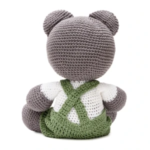 Urso de Jardineira Verde em Amigurumi - Artesanato e Personalizados