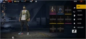 Conta de Free fire, nível 68 com muitas skins.