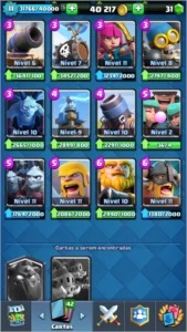 Liga 1 14 lendarias 13 nivel 2 - Clash Royale