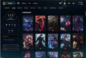 Conta unranked com 132 Champs e 113 Skins - League of Legends LOL