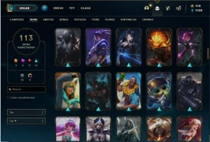 Conta unranked com 132 Champs e 113 Skins - League of Legends LOL