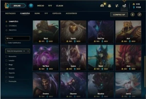 Conta unranked com 132 Champs e 113 Skins - League of Legends LOL